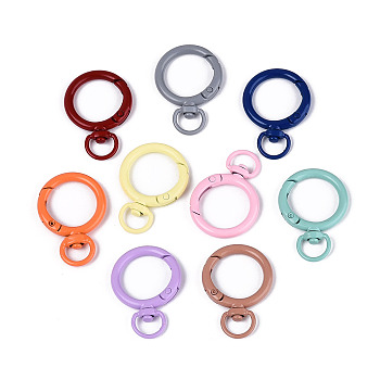 Spray Painted Alloy Swivel Snap Hooks Clasps, Rings, Mixed Color, 37.5x26x5mm, Hole: 9mm, Inner Diameter: 19mm