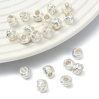 20Pcs Corrugated Alloy Spacer Beads, Silkworm Cocoon Shape, Platinum, 5x6mm, Hole: 2.3mm