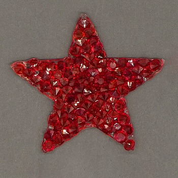 Star Hotfix Rhinestone, Glass Rhinestones, with Hot Melt Adhesive, Iron on Applique Patch, Sewing Craft Decoration, Light Siam, 35x37x2.5mm