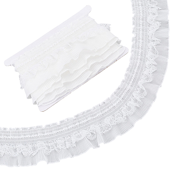 5Yards Polyester Lace Ribbon, for DIY Craft Sewing Accessories, White, 3-1/2 inch(90mm)