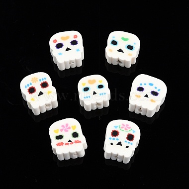 Mixed Color Skull Polymer Clay Beads