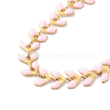 bracelet chaînes à maillons épis de blé en émail(BJEW-P271-02G-03)-2