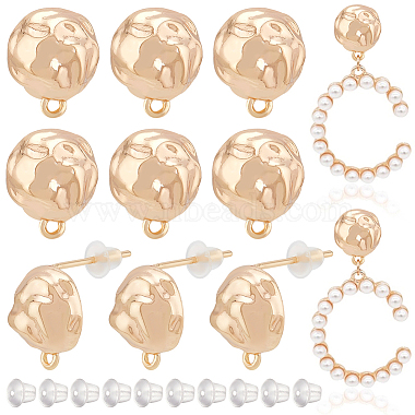 Real 18K Gold Plated Half Round Brass Stud Earring Findings