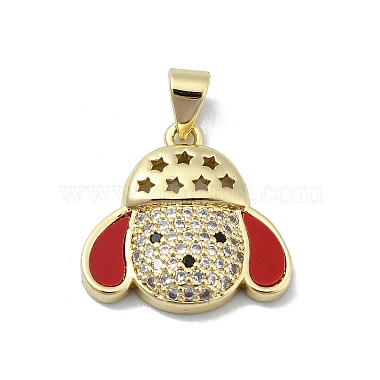 Real 18K Gold Plated Red Dog Brass+Cubic Zirconia Pendants