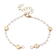 Imitation Pearl & Flower Brass Link Chain Bracelet Making(AJEW-JB01150-35)-1