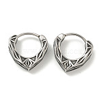 316 Surgical Stainless Steel Hoop Earrings for Women and Men, Triangle Design, Ring, Antique Silver, 16x15.5mm(EJEW-D096-20D-AS)