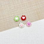 Baking Paint Alloy Enamel Beads, Apple with Heart Pattern, Mixed Color, 14x13x8.5mm, Hole: 1.7mm, 4pcs/set(FIND-G092-10)
