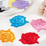 9Pcs 9 Colors Flower Embroider Self-adhesion Thread Iron on Sew On Patches, Cloth Appliques, Mixed Color, 60x78x1mm, 1pc/color(PATC-LP0001-20)