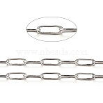 Brass Paperclip Chains, Flat Oval, Drawn Elongated Cable Chains, Soldered, Long-Lasting Plated, with Spool, Cadmium Free & Nickel Free & Lead Free, Platinum, 7.6x2.6x0.5mm, about 16.4 Feet(5m)/roll(X-CHC-S008-001D-P)