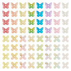 200Pcs 2 Styles Transparent Acrylic Bead Cap, Butterfly & Flower, with Glitter Powder, Mixed Color, 9.5~11.5x11~11.5x3mm, Hole: 1.5~1.8mm, 100pcs/style(MACR-TA0002-92)