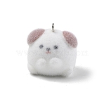 Flocky Resin Pendants, with Platinum Iron Loop, Dog, 24x23.5x24mm, Hole: 2mm(FIND-A061-02I)