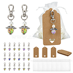 20Pcs Alloy & Imitation Pearl Acrylic & Handmade Polymer Clay Angel Pendant Decorations, with Alloy Swivel Lobster Claw Clasps and 20Pcs Organza Gift Bags and 20Pcs Paper Card, Platinum, Mixed Color, 61mm(HJEW-PH02298)