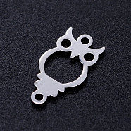201 Stainless Steel Links connectors, Owl, Stainless Steel Color, 16x9x1mm, Hole: 1.2mm(STAS-Q201-JN339-1)