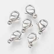 304 Stainless Steel Lobster Claw Clasps, Parrot Trigger Clasps, Stainless Steel Color, 9x6x3mm, Hole: 2mm(STAS-S066-9mm-15)