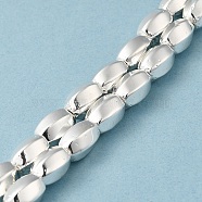 Electroplated Synthetic Magnetic Hematite Beads Strands, Twist Oval, Silver Plated, 9x6.5~7mm, Hole: 1.2mm, about 43pcs/strand, 16.14''(41cm)(G-Q1009-G02-01S)