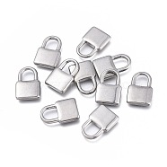 304 Stainless Steel Pendants, Lock, Stainless Steel Color, 18.7x12.5x3mm, Hole: 7x6mm(STAS-K207-10P)