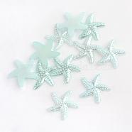 ABS Plastic Imitation Pearl Cabochons, Starfish/Sea Stars, Aqua, 18x19x2mm, about 1000pcs/bag(OACR-S006-Z12)