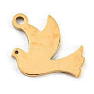 Golden Plated 304 Stainless Steel Pendants, Laser Cut, Pigeon, 12x13x1mm, Hole: 1.2mm(STAS-L271-01G-03)
