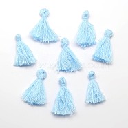 Cotton Thread Tassels Pendant Decorations, Pale Turquoise, 25~31x5mm, about 39~47pcs/bag(NWIR-P001-03B)