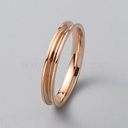 Titanium Steel Grooved Finger Ring Settings, Ring Core Blank, for Inlay Ring Jewelry Making, Rose Gold, US Size 14 1/4(23.2mm), Slot: 2mm(RJEW-WH0012-11H)