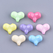 Opaque Solid Color Acrylic Beads, Heart, Mixed Color, 17x22x9mm, Hole: 1.5mm, about 350pcs/500g(MACR-T030-12)