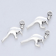 Tibetan Style Alloy Pendants, Cadmium Free & Lead Free, Kangaroo, Antique Silver, 12x26x2mm, Hole: 2mm, about 450pcs/500g(TIBE-R316-070AS-RS)