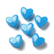 Imitation Jelly Acrylic Opaque Beads, Two Tone, Heart, Blue, 14x16x7mm, Hole: 3mm(SACR-R741-01B)