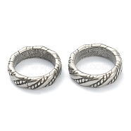 304 Stainless Steel Linking Rings, Flat Round, Textured, Antique Silver, 12x3mm, Inner Diameter: 9mm(STAS-I181-047AS)