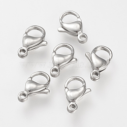 Tarnish Resistant 304 Stainless Steel Lobster Claw Clasps, Parrot Trigger Clasps, Stainless Steel Color, 9x6x3mm, Hole: 2mm(STAS-S066-9mm-15)