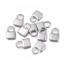 304 Stainless Steel Pendants, Lock, Stainless Steel Color, 18.7x12.5x3mm, Hole: 7x6mm(STAS-K207-10P)