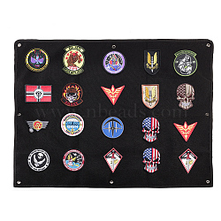 Badge Armband Patch Display Board, Hook & Loop Morale Patch Panel, Wall Hanging Folding Armband Finishing Cloth, for Wall Decoration, Rectangle, Black, 700x850x2mm, Hole: 8mm(FIND-WH0145-45A)