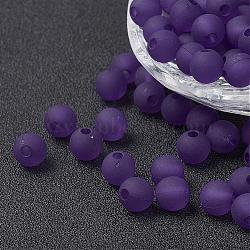 Transparent Acrylic Beads, Round, Frosted, Slate Blue, 6mm, Hole: 1.8mm, about 4000pcs/500g(PL723-C17)