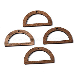 Walnut Wood Pendants, Half Round/Semicircle, Camel, 20.5x35x2mm, Hole: 2mm(X-WOOD-S054-43)