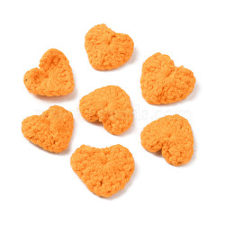 Handicraft Cotton Knitting Heart Ornament Accessories, for DIY Costume, Hat, Bag, Orange, 19~19.5x21.5~24.5x4~5mm(FIND-WH0116-44B)