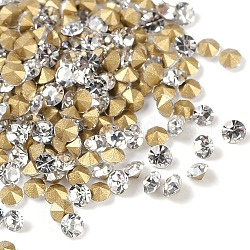 Glass Pointed Back Rhinestone, Back Plated, Diamond, Crystal, 1.9~2.0mm, about 144pcs/gross(RGLA-PP13-01B)