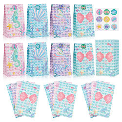 12Pcs 4 Styles Ocean Themed Paper Bags, with Stickers, Rectangle, Sea Animals, Finished Product: 12x8x22cm, 3pcs/style(AJEW-WH0283-19)