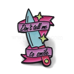 Cartoon Word Dot's Tell Me to Smile Knife Alloy Enamel Pin Brooch, for Backpack Clothes, 32.5x20x1.4mm(JEWB-C029-10A)
