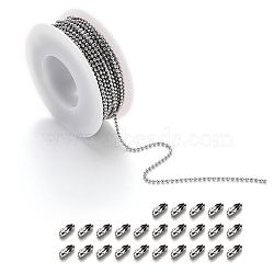 304 Stainless Steel Ball Chains and Ball Chain Connectors Set, Stainless Steel Color, 1.5mm, about 10m/roll(CHS-YW0001-01A)