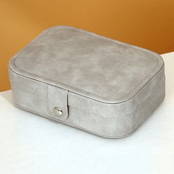 PU Leather with Lint Jewelry Storage Box, Travel Portable Jewelry Case, for Necklaces, Rings, Earrings and Pendants, Light Grey, 16x11x5cm(PW-WG37207-05)
