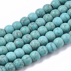 Synthetic Turquoise Beads Strands, Round, Turquoise, 4mm, Hole: 1mm, about 90pcs/strand(X-TURQ-S192-4mm-2)