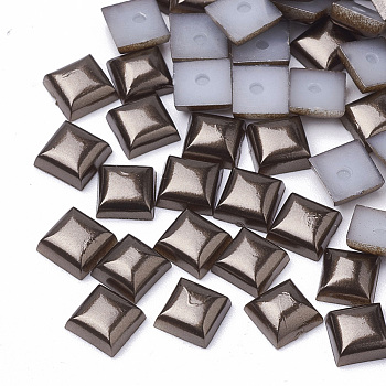 ABS Plastic Imitation Pearl Cabochons, Square, Coconut Brown, 6x6x3.5mm, about 5000pcs/bag