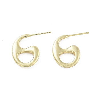 Hollow Teardrop Brass Stud Earrings, Long-Lasting Plated, Lead Free & Cadmium Free, Real 18K Gold Plated, 20x3.5mm