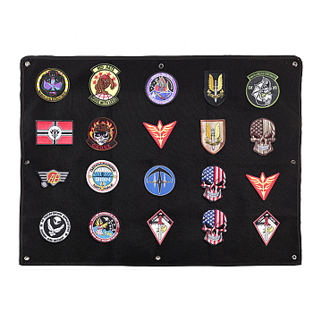 Badge Armband Patch Display Board, Hook & Loop Morale Patch Panel, Wall Hanging Folding Armband Finishing Cloth, for Wall Decoration, Rectangle, Black, 700x850x2mm, Hole: 8mm