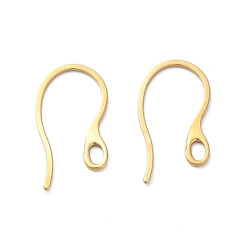 Ion Plating(IP) 304 Stainless Steel Earring Hooks, Ear Wire, with Loops, Real 18K Gold Plated, 22x12x1mm, Hole: 3.5x2mm, 20 Gauge, Pin: 0.8x1mm