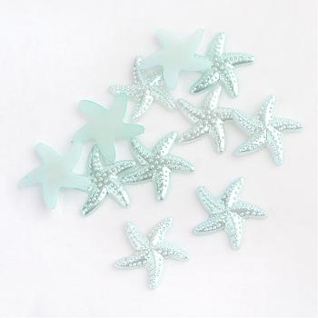 ABS Plastic Imitation Pearl Cabochons, Starfish/Sea Stars, Aqua, 18x19x2mm, about 1000pcs/bag