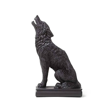 Resin Candle Holder, for Desktop Decor, Wolf, Coconut Brown, 11x6.5x18cm