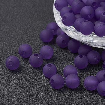 Transparent Acrylic Beads, Round, Frosted, Slate Blue, 6mm, Hole: 1.8mm, about 4000pcs/500g