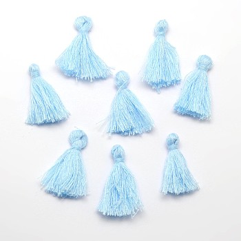 Cotton Thread Tassels Pendant Decorations, Pale Turquoise, 25~31x5mm, about 39~47pcs/bag