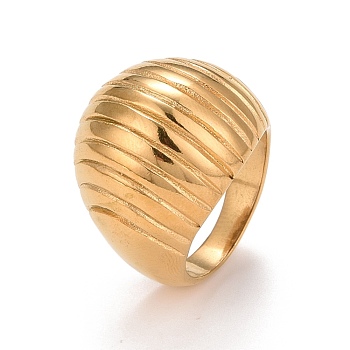 Ion Plating(IP) 304 Stainless Steel Chunky Dome Finger Ring, Croissant Finger Ring for Men Women, Golden, 6 1/4(16.7mm)~US Size 9 1/2(19.3mm)