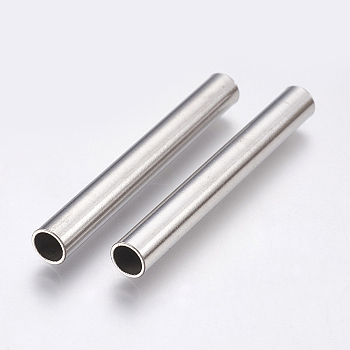 304 Stainless Steel Tube Beads, Stainless Steel Color, 50x6mm, Hole: 4.5mm